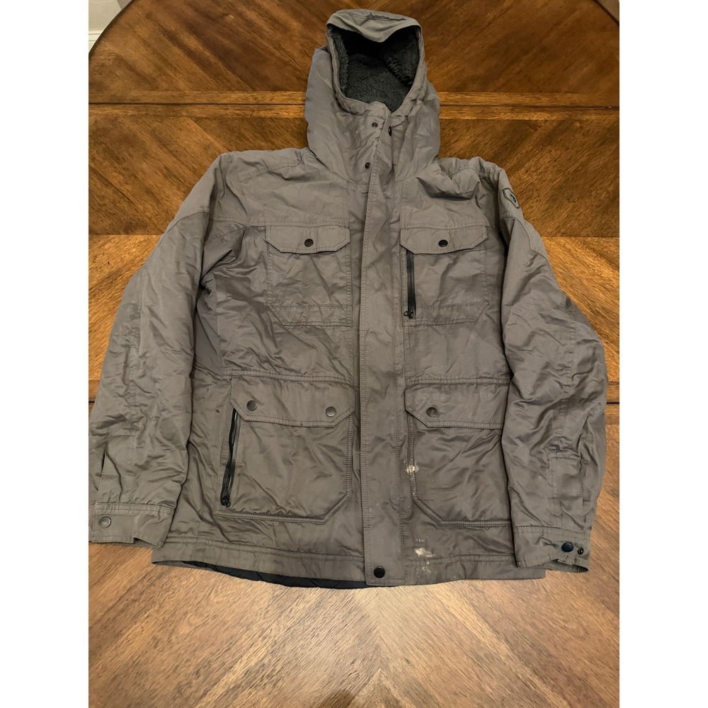 Kuhl Projekt Mens Gray Sherpa Lined Hooded Mountain Jacket Size Large